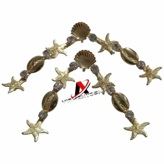 Cabedal Modelo Fundo do Mar Base Dourado com Pino pacote com 1par5