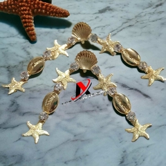 Cabedal Modelo Fundo do Mar Base Dourado com Pino pacote com 1par5