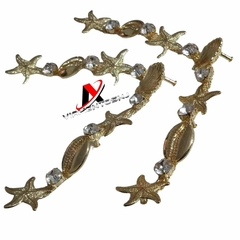 Cabedal Modelo Fundo do Mar Base Dourado com Pino pacote com 1par5