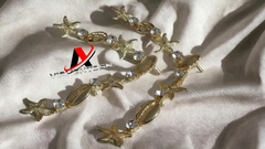 Cabedal Modelo Fundo do Mar Base Dourado com Pino pacote com 1par5