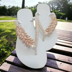 Cabedal Modelo Folhas com Strass Kit Completo um par