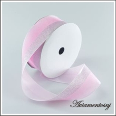 Fita De Gorgurao Com Glitter 40mm Em Poliester Com 9 Metros
