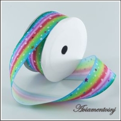 Fita De Gorgurao Listra Finas Estrela Fluorescente 38mm Com 9 Metros - comprar online