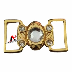  Fivela Metal Modelo Cinco strass cor Dourado pacote com 6 pçs 