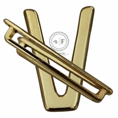 Fivela Metal Modelo V Grosso cor Dourado pacote com 6pçs na internet