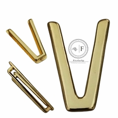 Imagem do Fivela Metal Modelo V Grosso cor Dourado pacote com 6pçs