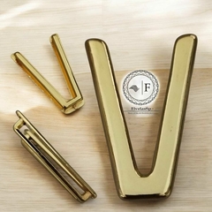 Fivela Metal Modelo V Grosso cor Dourado pacote com 6pçs - comprar online