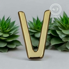Fivela Metal Modelo V Grosso cor Dourado pacote com 6pçs