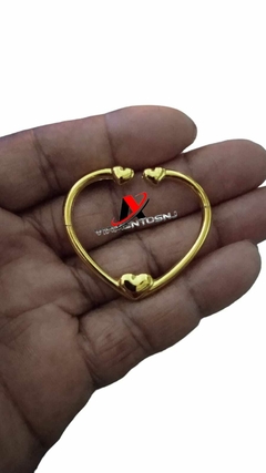 Fivela Modelo Coração Metal pacote com 6pçs Cor Dourado
