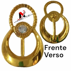 Fivela Modelo Oito com Reforso cor Dourado Metal pacote 6pçs