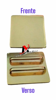 Fivela Modelo Quadrado cor Dourado Metal pacote 6pçs