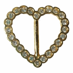 Fivela Modelo Coração com Strass Metal Cor Dourado