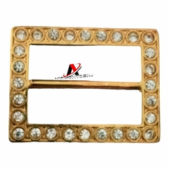 Fivela Modelo Retangolo Metal pacote com 2pçs Cor Dourado 