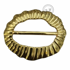 Fivela organica Com detalhe e reforso cor Dourado Metal 2pçs