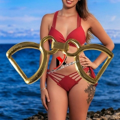 Fivela para Biquini Modelo Bore Metal Cor Dourado Pacote com 6pçs