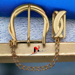 Fivela para sinto Metal cor dourado com passante pacote com uma pç