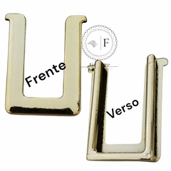 Fivela Plastico Modelo U Abertura 4cm cor Dourado pacote com 6pçs