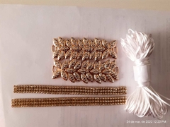 Cabedal Modelo Folhas com Strass Kit Completo um par