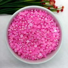 Meia Pérola para Colagem pacote com 500 gramas Tamanho 6mm ou 8mm Rosa Pink
