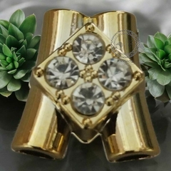 Passante com Strass ABS para Meia Cana cor Dourado pacote com 6pçs