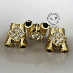 Passante com Strass ABS para Meia Cana cor Dourado pacote com 6pçs