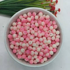 Pérola Craquelada Com Furo Passante Tamanho 10mm em ABS com 500 gramas Rosa com Branco