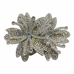 Flor Tecido com Strass Pacote com 1 par - Aviamentosnj-Artesanato Pérolas Chaton Cristais