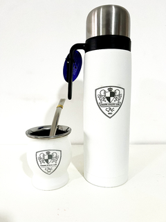 Combo Termo media Manija 1 L. y mate de acero con bombilla