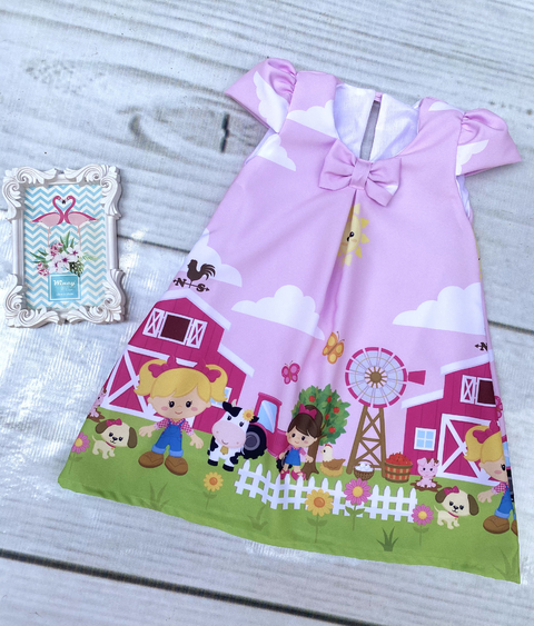 Vestido fazendinha rosa