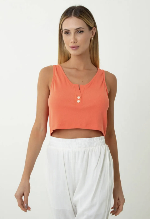 BLUSA CROPPED MALHA CANELADA