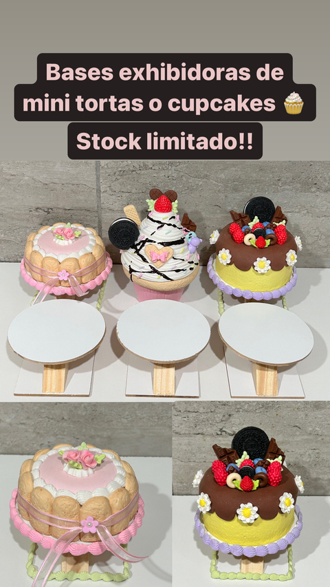 BASES EXHIBIDORA DE MINI TORTAS O CUPCAKES ( STOCK LIMITADO)