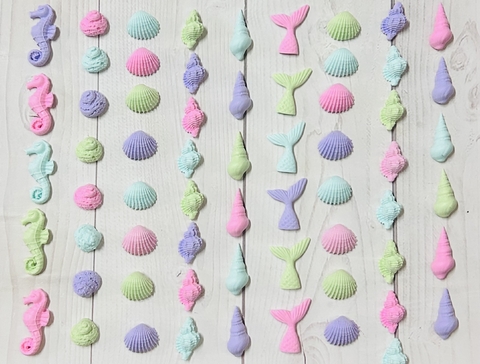 APLIQUES FONDO DE MAR PEQUEÑOS X 12 unidades, PORCELANA FRIA