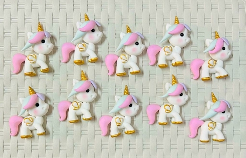 APLIQUES UNICORNIOS 6X6CM, PORCELANA FRIA (X 10 UNIDADES)