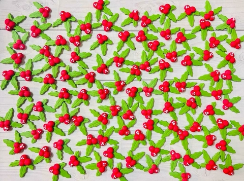 APLIQUES MUERDAGOS (12 unidades), PORCELANA FRIA