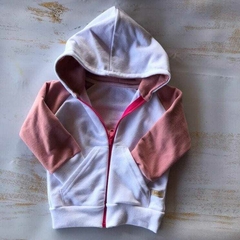 CAMPERA RÚSTICA COMBINADA- BLANCO Y ROSA