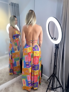 Vestido longo frente unica decote costas na internet