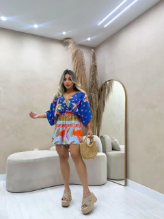 Macaquinho Feminino Manga Morcego Estampa Exclusiva Inspiração Far Moda Blogueira Tendência 2024 - Bbella Moda Feminina