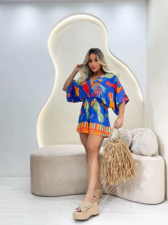 Macaquinho Feminino Manga Morcego Estampa Exclusiva Inspiração Far Moda Blogueira Tendência 2024