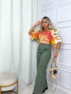 Blusa Cropped Feminino Cruzado Decotado Manga Morcego Estampas Inspiração - comprar online