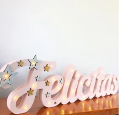 Cartel luminoso nombre con apliques - tienda online