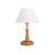 Velador en madera roble con detalles en dorado con pantalla blanca o beige