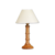 Velador en madera roble con detalles en dorado con pantalla blanca o beige