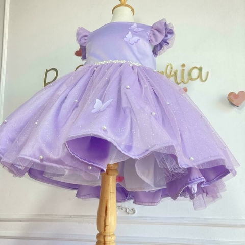 Vestido Jardim das borboletas lilas