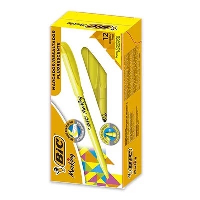Marca Texto Brite Liner Amarelo Fluorescente BIC CX 12 UN