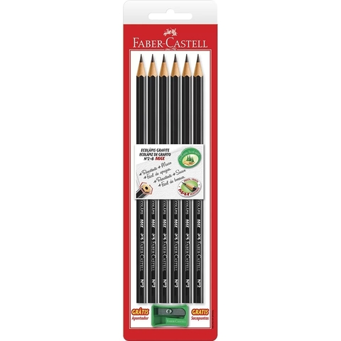 Lápis Grafite EcoLápis n.2 Sextavado Com Apontador Faber-Castell 6 UN