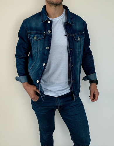 Campera De Jean Sibari Azul Slim Fit Hombre Nueva