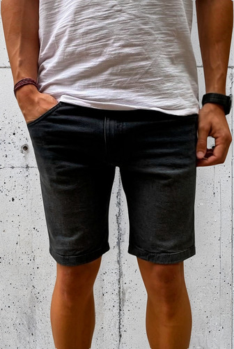 Bermuda Jean Bernabe Burdeos Slim Fit Elastizada Hombre