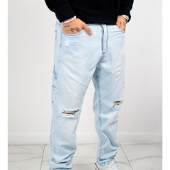 Jeans Revston Mom Roturas Lisos Hombre Nuevo Gris