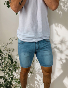 Bermuda Jean Bernabe Bleu Slim Fit Elastizada Hombre Nueva