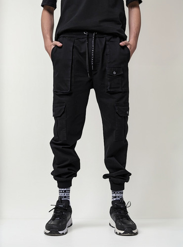 Pantalon Jogger Luxo Caravan Cargo Gabardina Bolsillo Hombre